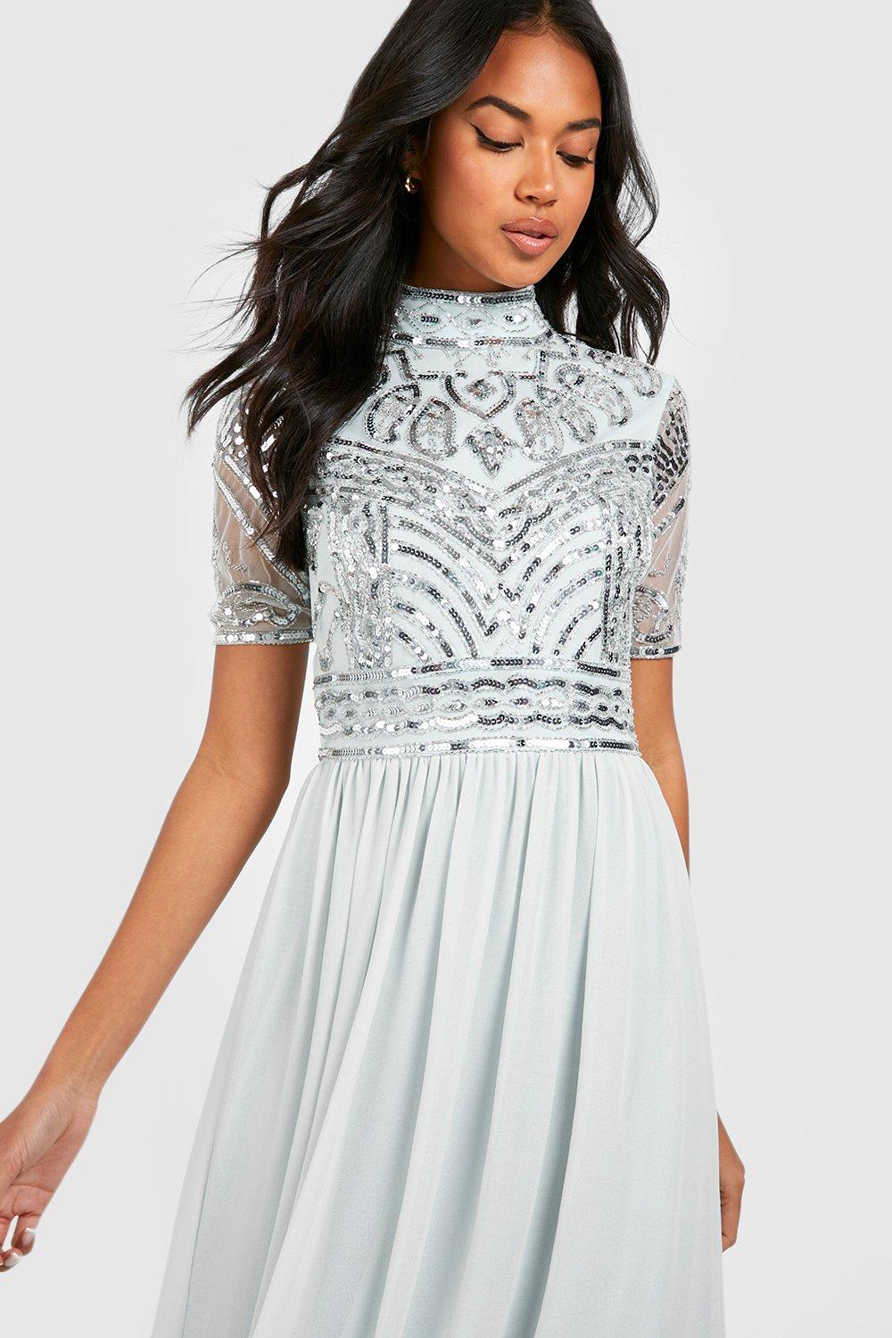 Boohoo embellished hotsell skater dress